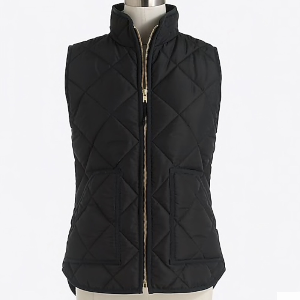 J. Crew Factory Quilted Black Puffer Vest